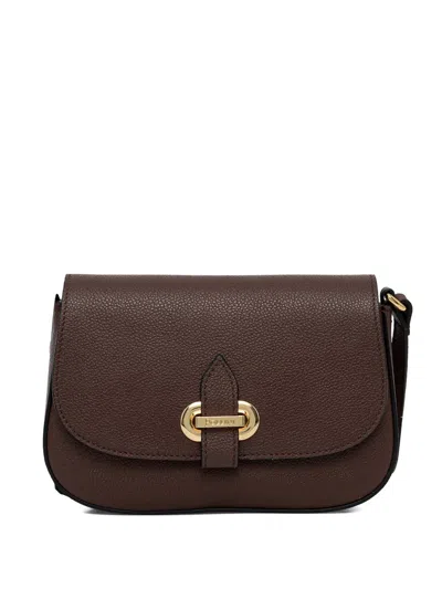 Pollini Grained Logo-plaque Cross Body Bag In Brown