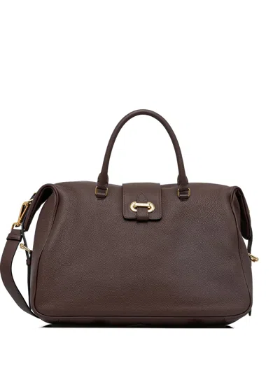 Pollini Grained-effect Logo-buckle Cross-body Bag In Brown