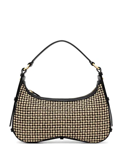 Pollini Identity Woven Leather-trimmed Shoulder Bag In Multi