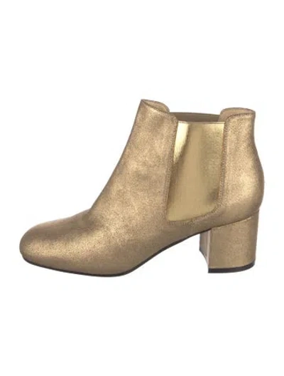 Pre-owned Pollini Leather Chelsea Boots In Gold/neutrals