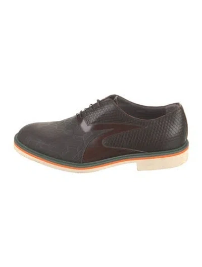 Pre-owned Pollini Leather Patterned Loafers In Brown