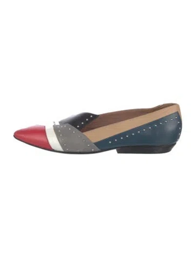 Pre-owned Pollini Leather Printed Flats In Blue