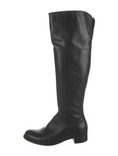 Pre-owned Pollini Leather Riding Boots In Black