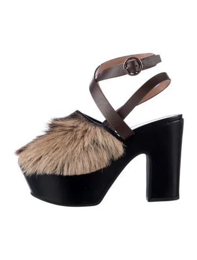 Pre-owned Pollini Leather Sandals In Black