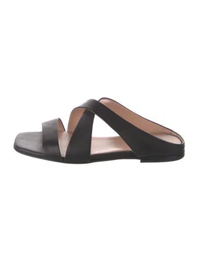 Pre-owned Pollini Leather Slides In Black