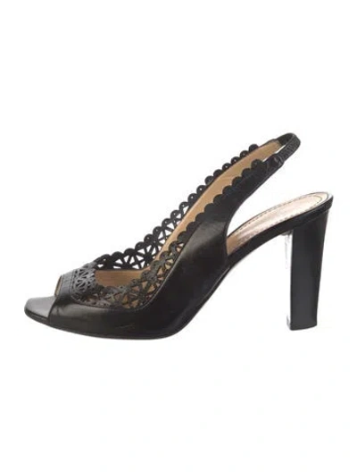 Pre-owned Pollini Leather Slingback Pumps In Black