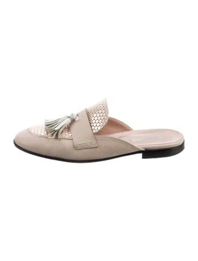 Pre-owned Pollini Leather Tassel Accents Mules In Neutrals/pink