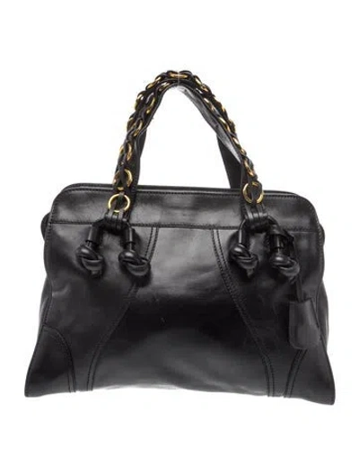 Pre-owned Pollini Leather Top Handle Bag In Black