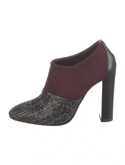 Pre-owned Pollini Leather Tweed Pattern Pumps In Burgundy