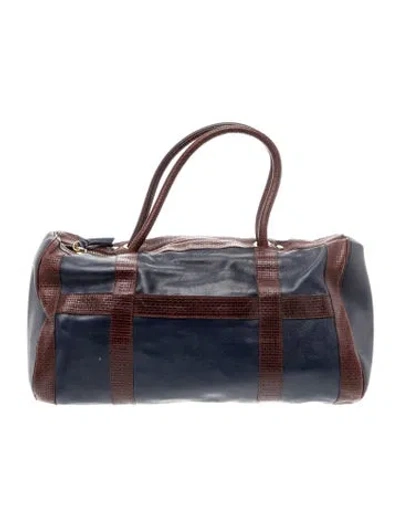 Pre-owned Pollini Leather Weekender Bag In Blue