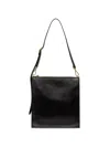 Pollini Logo-debossed Leather Shoulder Bag In Black