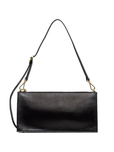 Pollini Logo-patch Zip-top Tote Bag In Black