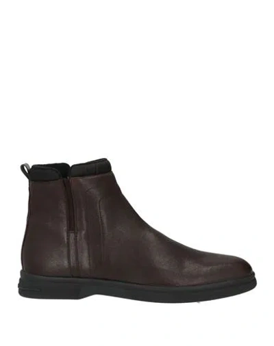 Pollini Man Ankle Boots Dark Brown Size 6 Leather