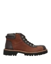 Pollini Man Ankle Boots Dark Brown Size 8 Calfskin In Brown