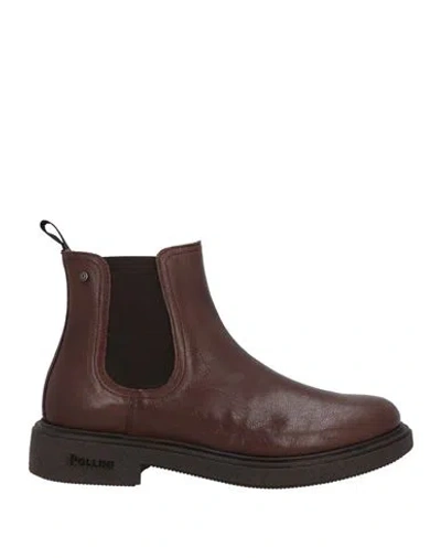 Pollini Man Ankle Boots Dark Brown Size 9 Leather