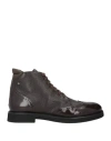 Pollini Man Ankle Boots Dark Brown Size 9 Leather, Textile Fibers In Brown