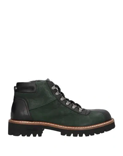 Pollini Man Ankle Boots Dark Green Size 9 Calfskin