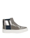 Pollini Man Ankle Boots Grey Size 4 Leather