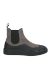 Pollini Man Ankle Boots Taupe Size 9 Leather In Gray