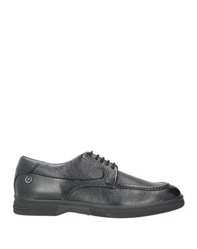 Pollini Man Lace-up Shoes Black Size 7.5 Calfskin In Multi