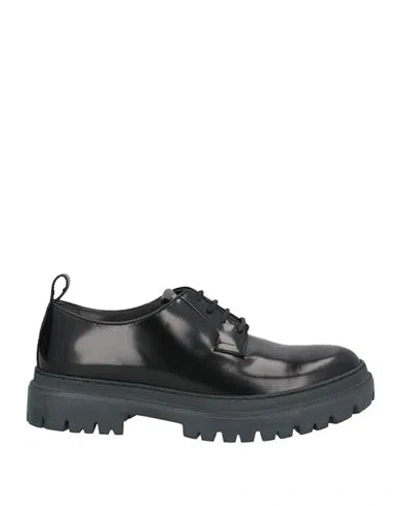 Pollini Man Lace-up Shoes Black Size 9 Leather