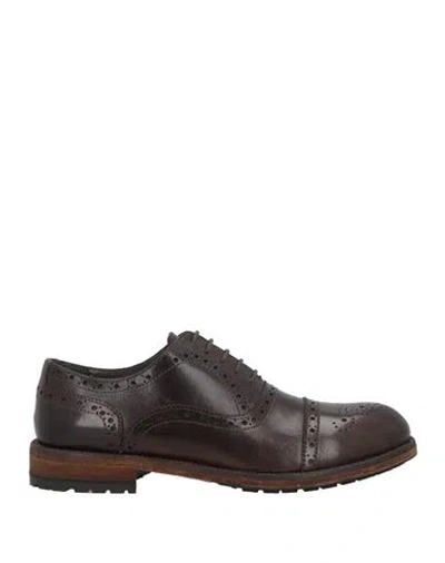 Pollini Man Lace-up Shoes Dark Brown Size 8 Calfskin