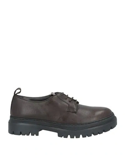 Pollini Man Lace-up Shoes Dark Brown Size 9 Calfskin