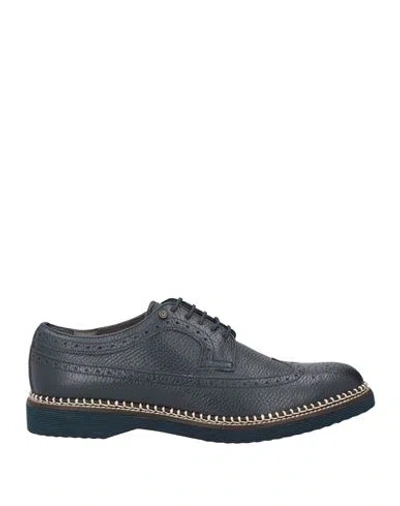 Pollini Man Lace-up Shoes Midnight Blue Size 12 Leather