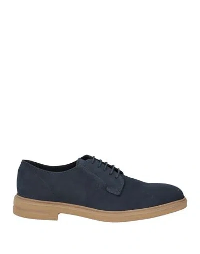 Pollini Man Lace-up Shoes Navy Blue Size 6 Leather