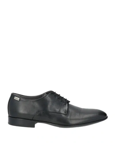 Pollini Man Lace-up Shoes Black Size 12 Calfskin