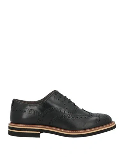 Pollini Man Lace-up Shoes Black Size 7 Calfskin