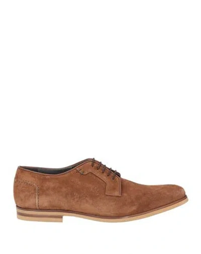 Pollini Man Lace-up Shoes Brown Size 10 Leather In Multi