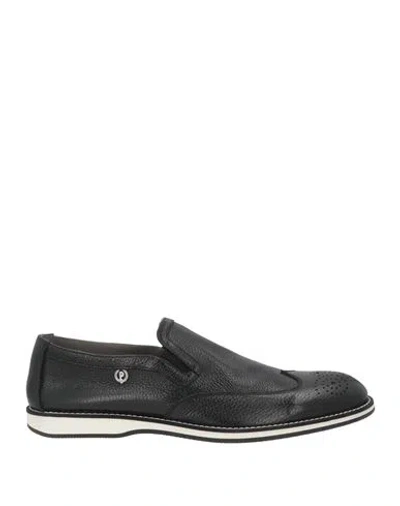 Pollini Man Loafers Black Size 13 Leather In Multi