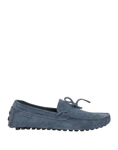 Pollini Man Loafers Slate Blue Size 7 Leather