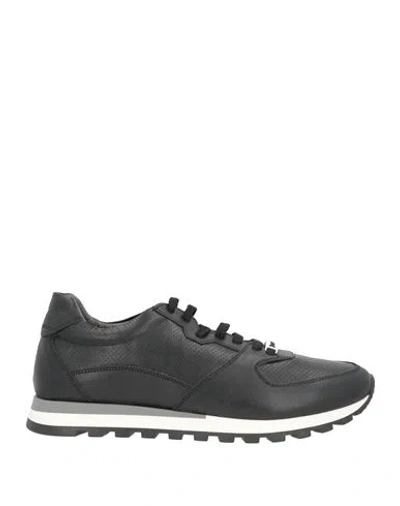 Pollini Man Sneakers Black Size 11 Leather In Animal Print