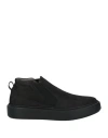 Pollini Man Sneakers Black Size 9 Calfskin, Elastane In Black