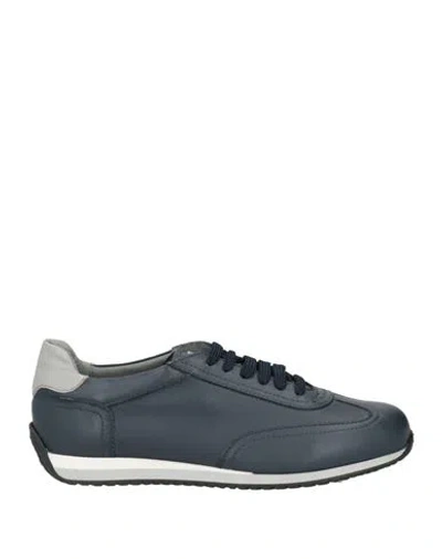 Pollini Man Sneakers Navy Size 6 Leather In Blue
