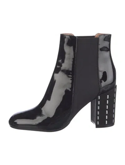 Pre-owned Pollini Patent Leather Chelsea Boots In Black