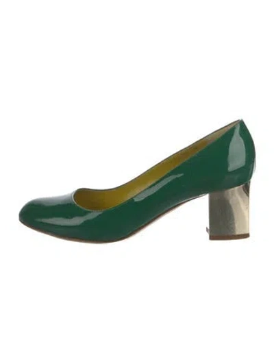 Pre-owned Pollini Patent Leather Pumps In Green