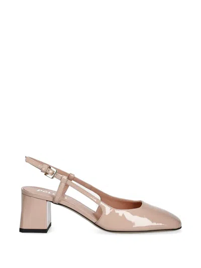 Pollini Patent-leather Slingback Pumps In Neutral