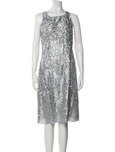 Pre-owned Pollini Patterned Midi Length Dress In Silver