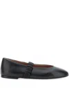 Pollini Pleated-band Ballerina Flats In Black