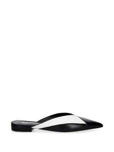 Pollini Pointed-toe Leather Mules In Black