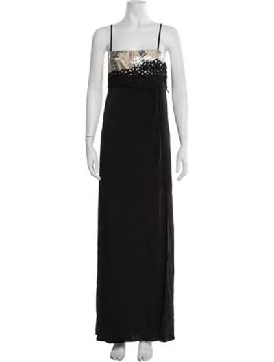 Pre-owned Pollini Printed Long Dress In Black