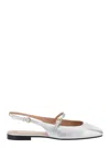 Pollini Silver Colored Slingback Ballerinas With Adjustable Strap In Grey