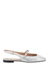 Pollini Silver Colored Slingback Ballerinas With Adjustable Strap In Metallic