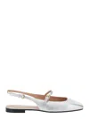 Pollini Silver Colored Slingback Ballerinas With Adjustable Strap In Silver