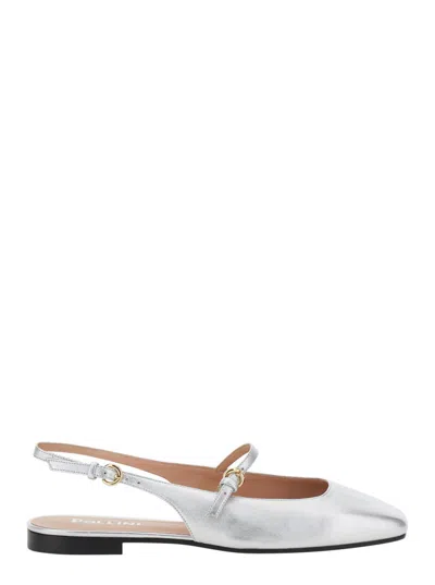 Pollini Silver Slingback Ballet Flats