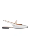 Pollini Silver Colored Slingback Ballerinas With Adjustable Strap In White