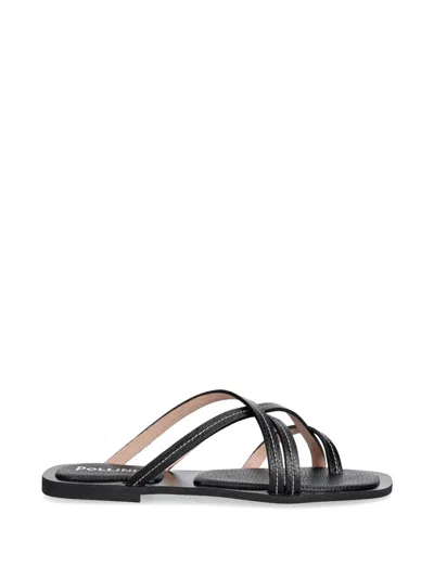 Pollini Strappy Contrast-stitch Sandals In Black